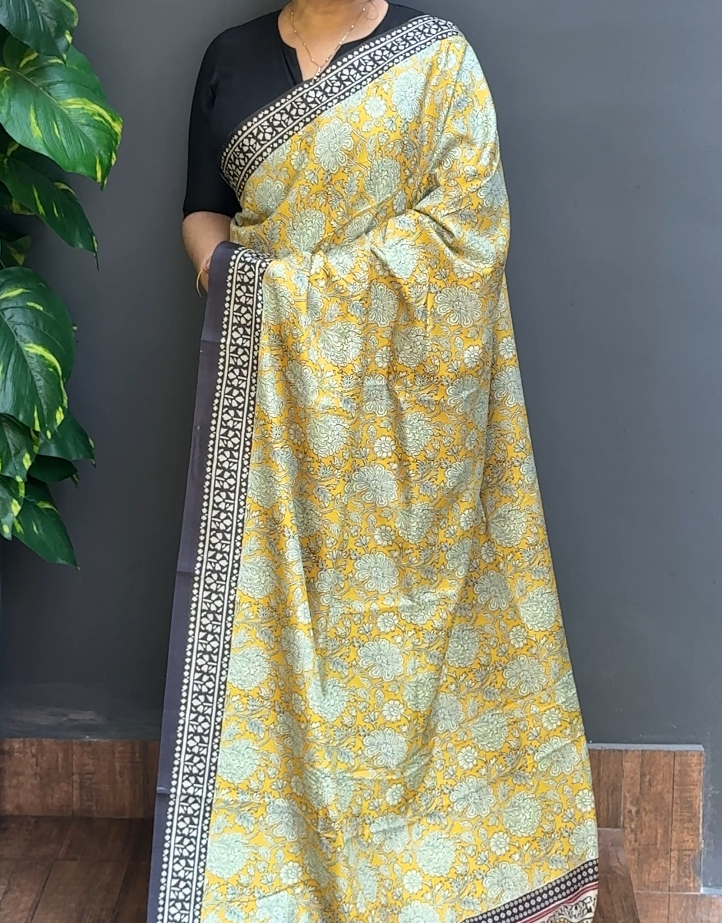 2016SR02 | Multicolor Soft Semi Silk Saree W/ Full Body Floral Design W/ Border & Pallu