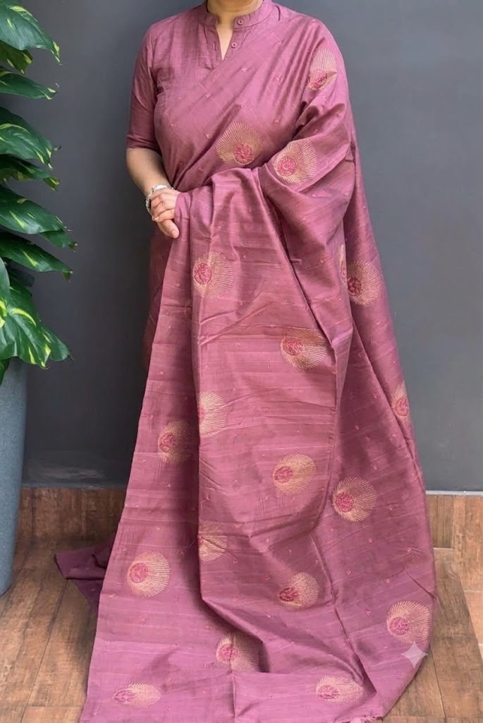 2215SR05 | Light Purple Soft Semi Silk Saree W/ Full Body Copper Zari Work W/ Pallu
